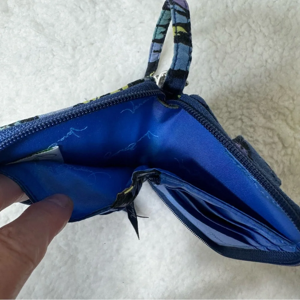 Vera Bradley Floral Zip Around‎ Wallet Wristlet Blue Green Organizer